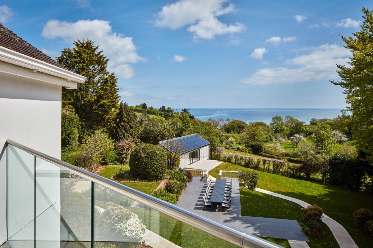 Maidensea - glorious view from the glass balcony over the garden